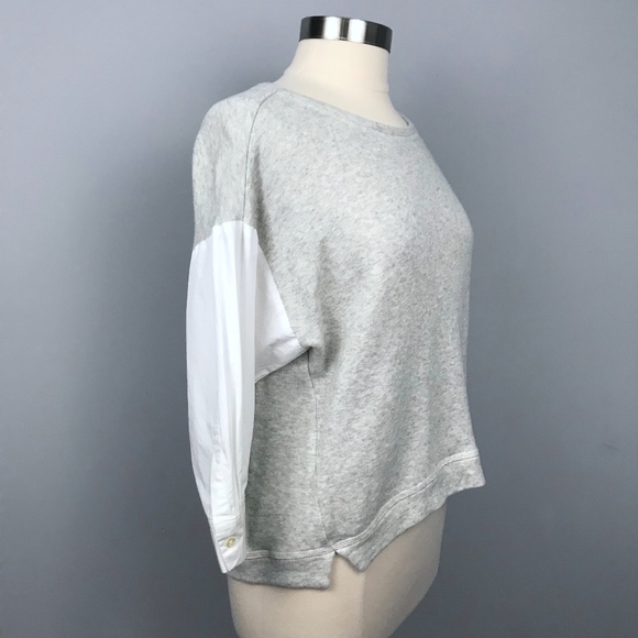LOFT French Terry Mixed Media Crewneck Top - M - Picture 3 of 8